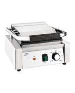 Nisbets Essentials Single Cast Iron Plate Contact Grill (Ribbed/Flat) - 1.8kW