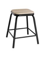 Bolero Cantina Low Stools with Wooden Seat Pad Black (4 Pack) DE481