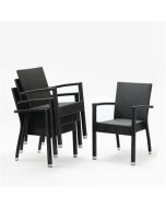 Bolero PE Wicker Armchairs Charcoal (4 Pack) DL477