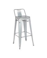 Bolero Bistro Galvanised Steel High Stool with Backrest (4 Pack) DL877
