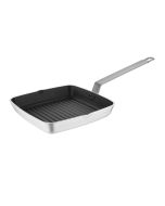 Vogue Aluminium Square Non-Stick Teflon Ribbed Skillet Pan 24cm
