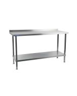 Vogue Stainless Steel Wall Table with Upstand 1500mm x 600mm Deep