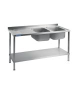 Vogue Fully Assembled Stainless Steel Sink Left Hand Drainer 1800mm
