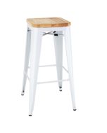 Bolero Bistro High Stools with Wooden Seatpad White (4 Pack) DW739