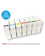 Day of the Week Colour Coded Food storage Labels – 25x25mm Full Set (Mon-Sun)
