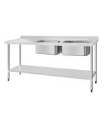 Vogue Stainless Steel Sink Double Bowl with Left Hand Drainer 1800mm - U909