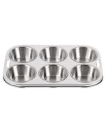 Vogue Stainless Steel Deep Muffin Tray 6 Cup