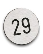 Silver 38mm engraved disc.