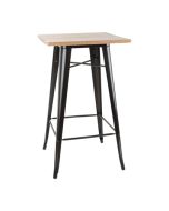 Bolero Bistro Bar Table with Wooden Top Black FB595