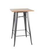 Bolero Bistro Bar Table with Wooden Top Gun Metal FB596