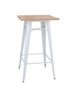 Bolero Bistro Bar Table with Wooden Top White (Single) FB597