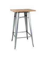 Bolero Bistro Bar Table with Wooden Top Galvanised Steel (Single) FB599