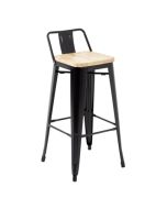 Bolero Bistro Backrest High Stools with Wooden Seat Pad Black (4 Pack) FB623