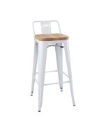 Bolero Bistro Backrest High Stools with Wooden Seat Pad White (4 Pack) FB625