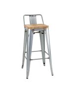 Bolero Bistro Backrest High Stools with Wooden Seat Pad Galvanised Steel (4 Pack) FB627