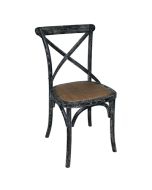 Bolero Wooden Dining Chair with Cross Backrest Black Wash Finish (2 Pack) GG654