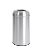 Bolero Bullet Bin with Open Top Lid Silver 40Ltr GK972