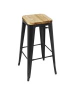 Bolero Bistro High Stools with Wooden Seat Pad Black (4 Pack) GM640