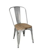 Bolero Bistro Side Chairs with Wooden Seat Pad Galvanised Steel (4 Pack) GM642