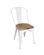 Bolero Bistro Side Chairs with Wooden Seat Pad White (4 Pack) GM644