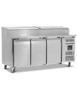 Blizzard HBC3EN Triple Door Refrigerated Prep Counter With Raised Collar