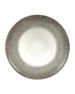Churchill Studio Prints Raku Round Wide Rim Bowls White and Quartz Black 240mm (12 Pack) RKBQVWBM1