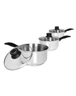 Cook & Eat 3pc Pan Set 14cm 16cm 18cm Glass Lids - 3-BH