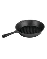 Vogue Round Cast Iron Ribbed Skillet Pan 26cm