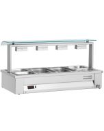 Inomak MEV614 Counter Top Bain Marie With Sneeze Guard 4x GN1/1