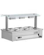 Inomak MSV610 Counter Top Bain Marie With Double Sneeze Guard 3x GN1/1