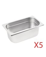 Vogue Stainless Steel Gastronorm Container Kit 1/4 (5 pack)
