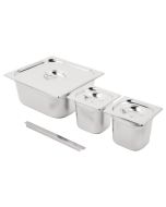 Vogue Stainless Steel Gastronorm Tray Set 2x 1/6 and 2/3 with Lids