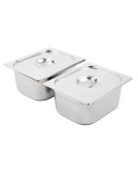 Vogue Stainless Steel Gastronorm Tray Set 2 x 1/2 with Lids