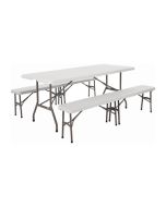 Bolero Special Offer Bolero PE Centre Folding Table 6ft with Two Folding Benches SA425