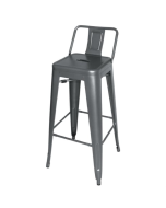 Bolero Bistro High Stool With Backrest Gun Metal (4 Pack) DM935