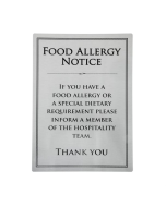 Vogue Brushed Steel Food Allergy Sign A4