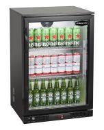 Sterling Pro Green SP1LO-OUT-BK Hinged Single Door Low Height Black Outdoor Bottle Cooler, 106 x 330ml Bottles