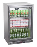 Sterling Pro Green SP1LO-OUT-STS Hinged Single Door Low Height Stainless Steel Outdoor Bottle Cooler, 106 x 330ml Bottles