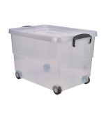 Storage Box 60L W/ Clip Handles On Wheels