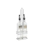 Square Glass Oil & Vinegar With Chrome Stand