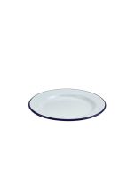Enamel Wide Rim Plate White & Blue 20cm