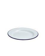Enamel Wide Rim Plate White & Blue 24cm