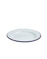 Enamel Wide Rim Plate White & Blue 26cm