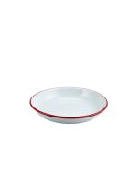 Enamel Rice/ Pasta Plate White with Red Rim 20cm