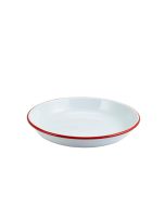 Enamel Rice/ Pasta Plate White with Red Rim 24cm