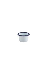 Enamel Ramekin White with Blue Rim 7cm Dia 90ml/ 3.2oz