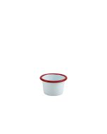Enamel Ramekin White with Red Rim 7cm Dia 90ml/ 3.2oz
