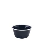 Enamel Deep Pie Dish Black with White Rim 12cm