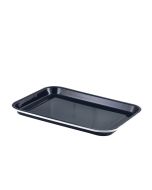 Enamel Serving Tray Black with White Rim 33.5x23.5x2.2cm