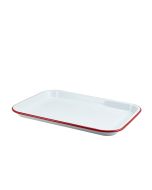 Enamel Serving Tray White with Red Rim 33.5x23.5x2.2cm